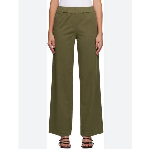Anine Bing Koa Cotton Pull On Wide Leg Trousers Green Casual Boho Lagenlook Sz S - Picture 1 of 8